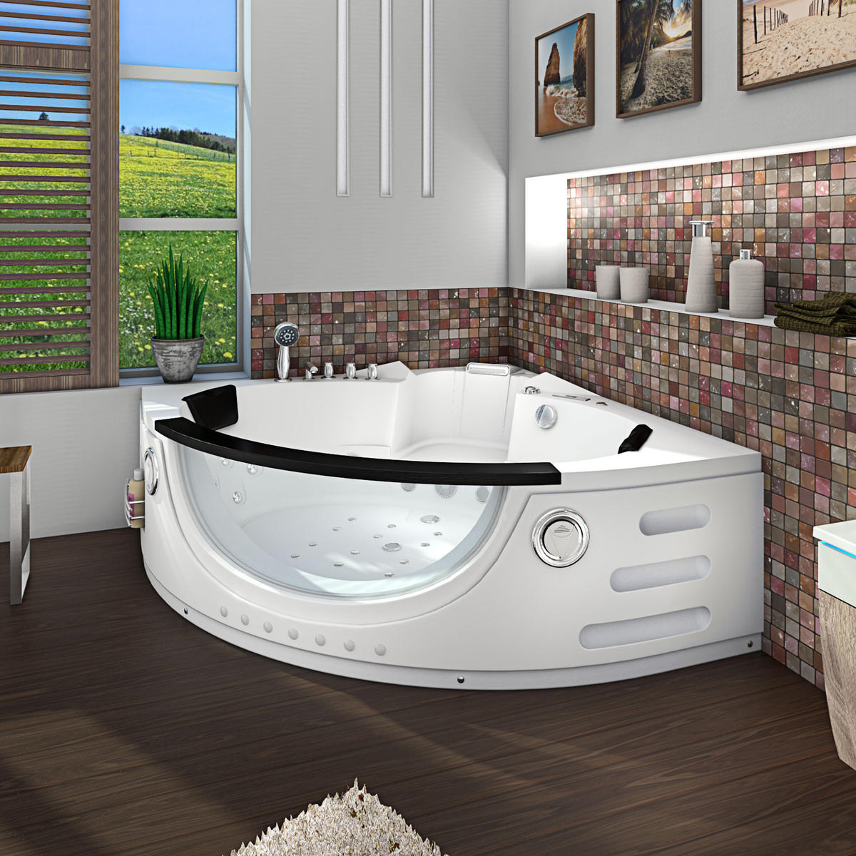 WHIRLPOOL Pool Badewanne Wanne W06H 152x152cm - Weiß, Glas/Kunststoff (152/65/152cm) - AcquaVapore by Sandra Jentho