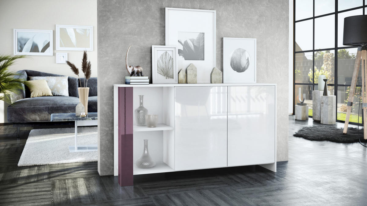 SIDEBOARD Canto Brombeer Hochglanz - Brombeere, Holzwerkstoff (143/81/36cm) - Vladon