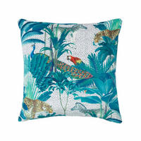 KISSENHÜLLE Jungle – Samt petrol 46/46 cm - Multicolor, Textil (46/46cm) - Homescapes