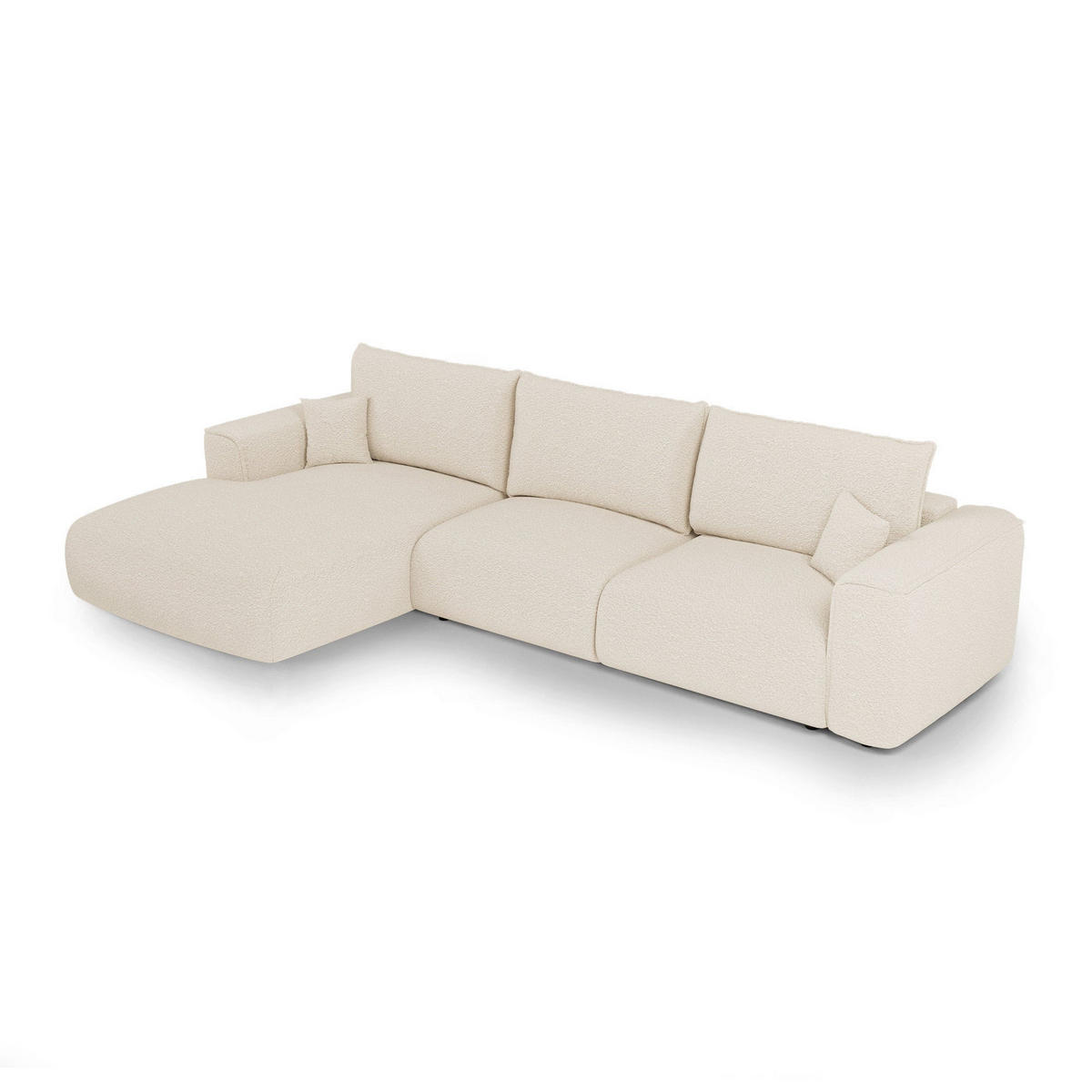 LINKSECK-SCHLAFSOFA mit Stauraum COMO Frottee Creme 297cm - Creme, Textil (297/167cm) - Premium Interiors