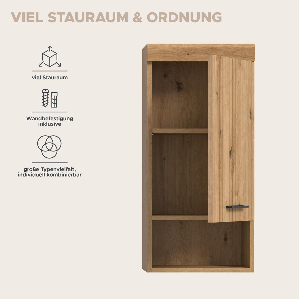 HÄNGESCHRANK SCOUT (B/H/T: ca. 37/79/24 cm) in Artisan Eiche Nachbildung/Artisan Eiche Nachbildung - Eiche Artisan, Holz (37/79/24cm)