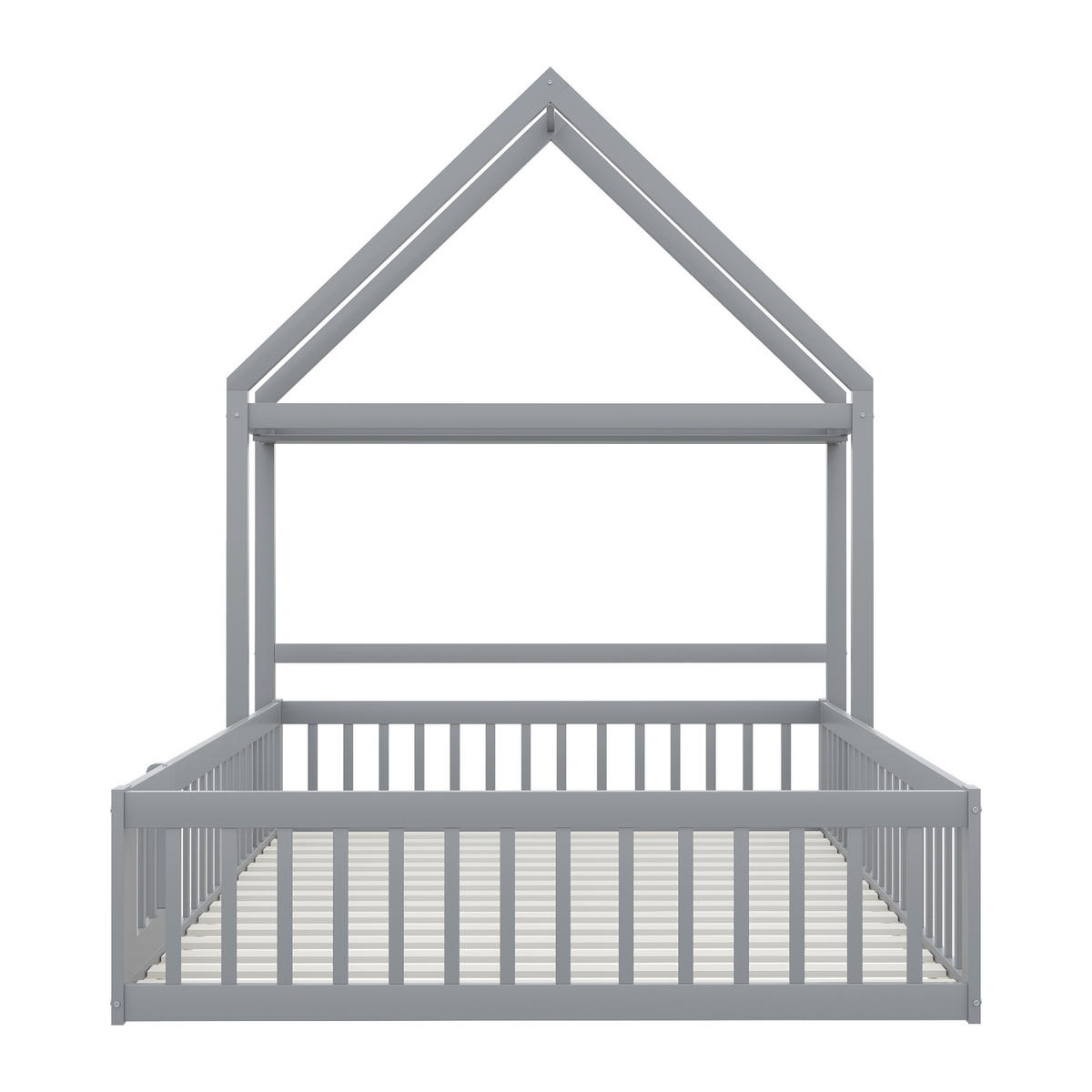 KINDERBETT 140x200 Massivholz Stauraum Schutzgitter Grau - Grau, Holzwerkstoff - FLIEKS