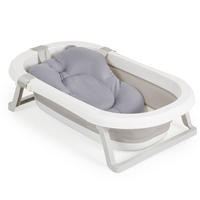 BABYBADEWANNE Palma faltbar grau 3-teilig Badekissen Schwamm Ablaufloch Stöpsel - Grau, Kunststoff (42/74cm) - Moni