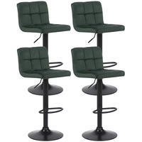 BARHOCKER 4er Set Fenai Samt grün - Schwarz/Grün, Textil/Metall (40/106/40cm) - TPFLiving