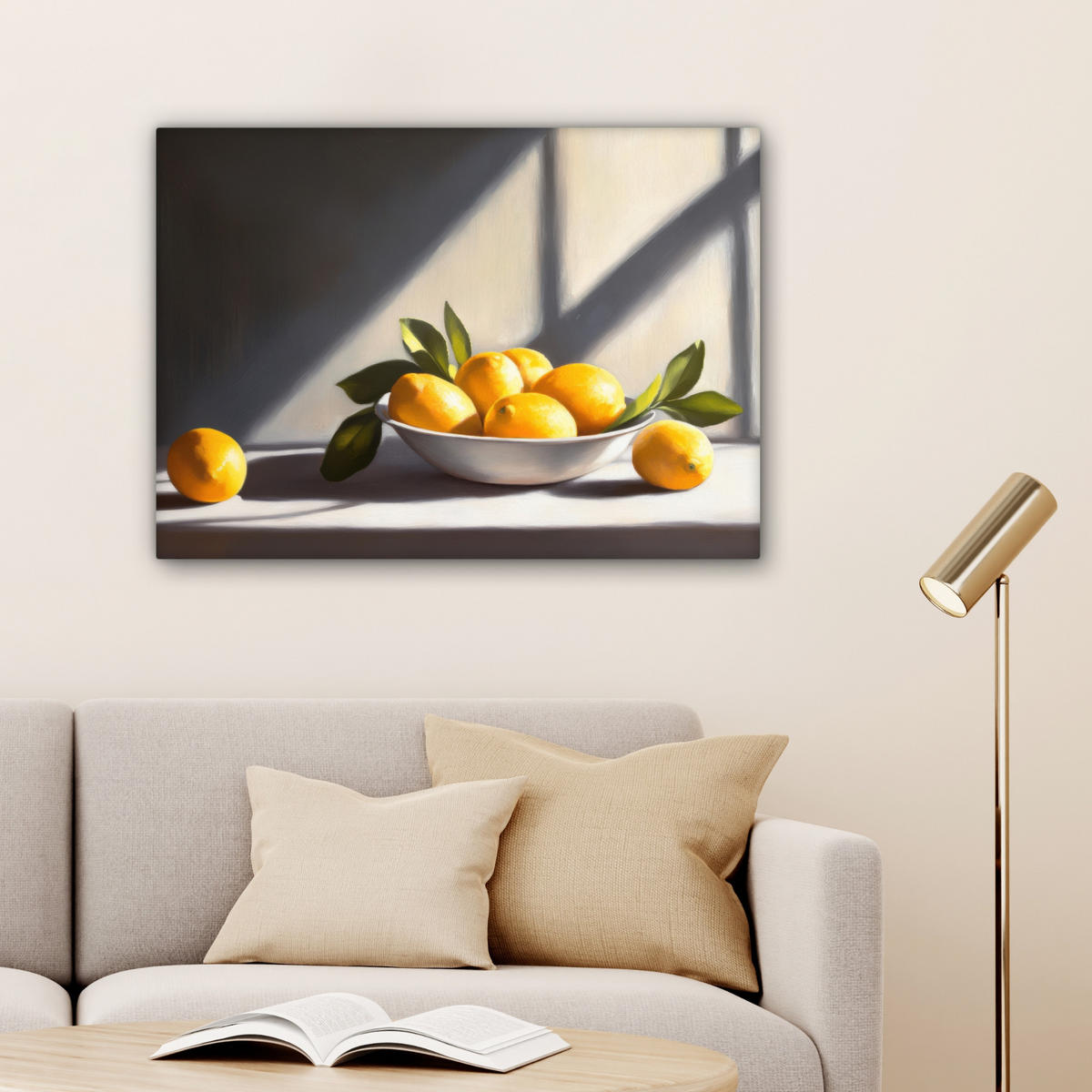 LEINWANDBILD Zitronen - Stilleben - Gelb Wandbilder 80x60 cm - Gelb, Textil (80/60cm) - MuchoWow