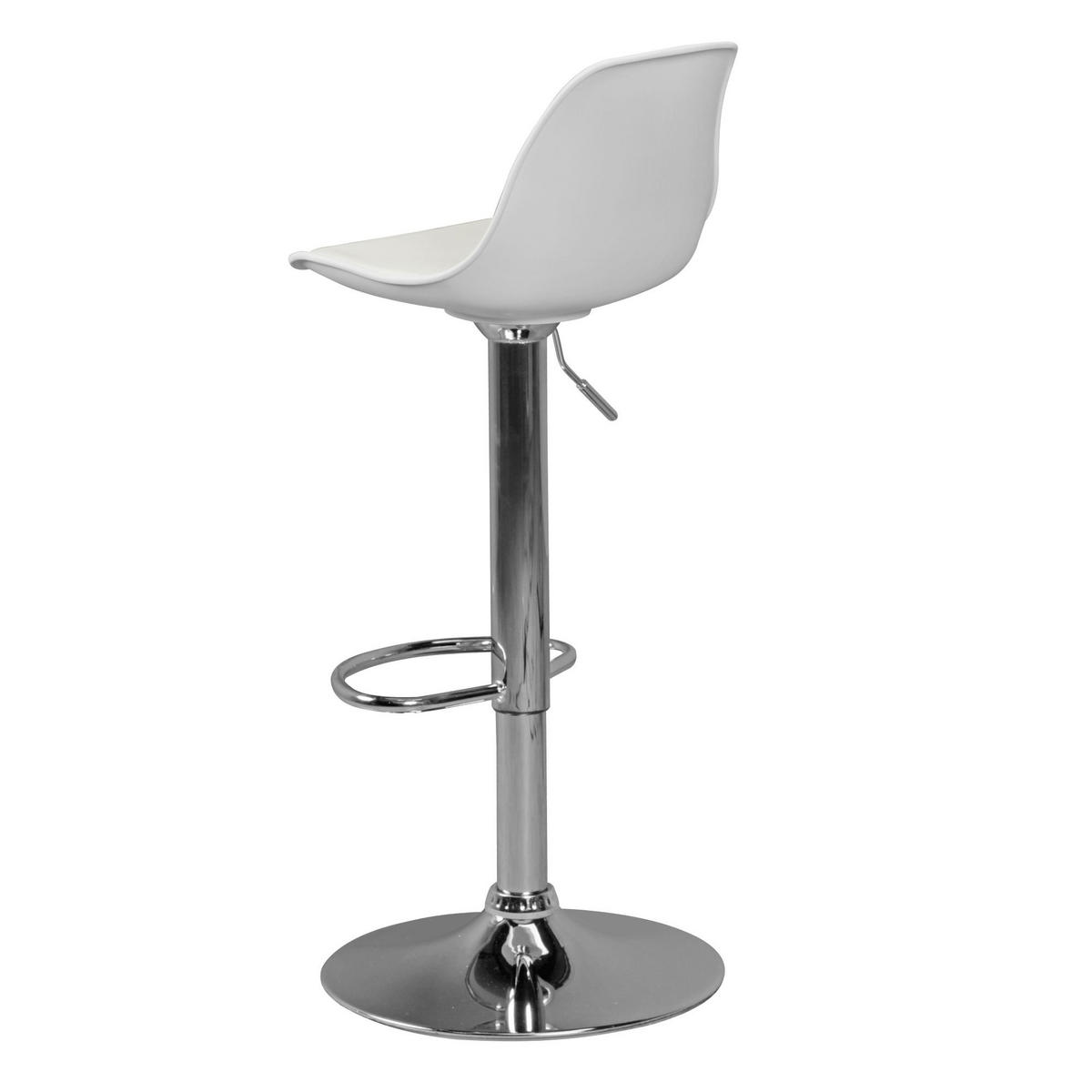 BARHOCKER Lederoptik Verchromt Drehbar BERN, Weiß 40x40x104 cm - Silberfarben/Weiß, Kunststoff/Textil (40/104/40cm) - KADIMA DESIGN