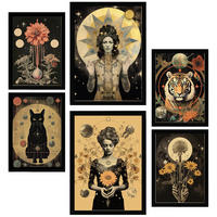 POSTER Set Mit 6 Femininen Mystischen & Esoterischen A3 & A4 Schwarzer Rahmen - Schwarz, Papier (29/3cm) - Nacnic