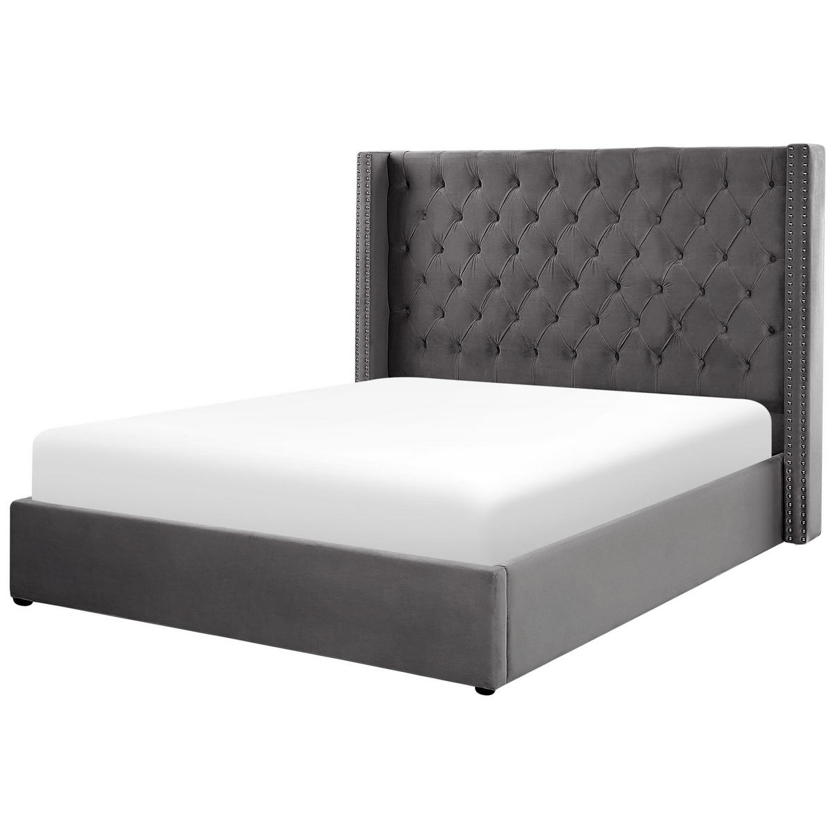 POLSTERBETT 180/200 cm Grau Lubbon - Grau, Textil (180/200cm) - Beliani