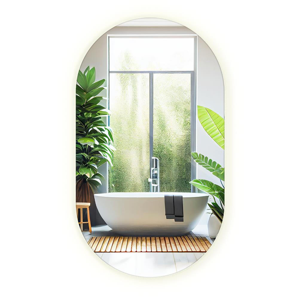 SPIEGEL 40 x 70 cm Oval Neutralweiß 4000K - Blaugrau, Glas (40/70/2.4cm) - TULUP