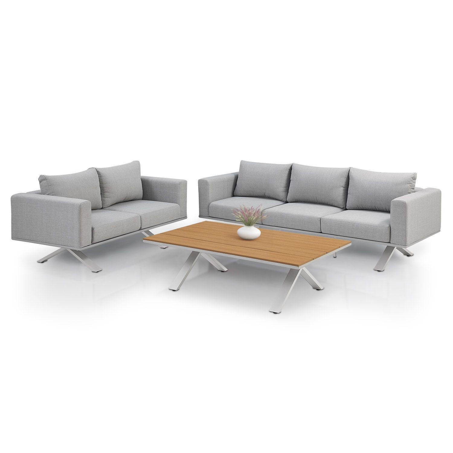 GARTEN-LOUNGE-SET Alexandria grau - Grau, Metall - Juskys