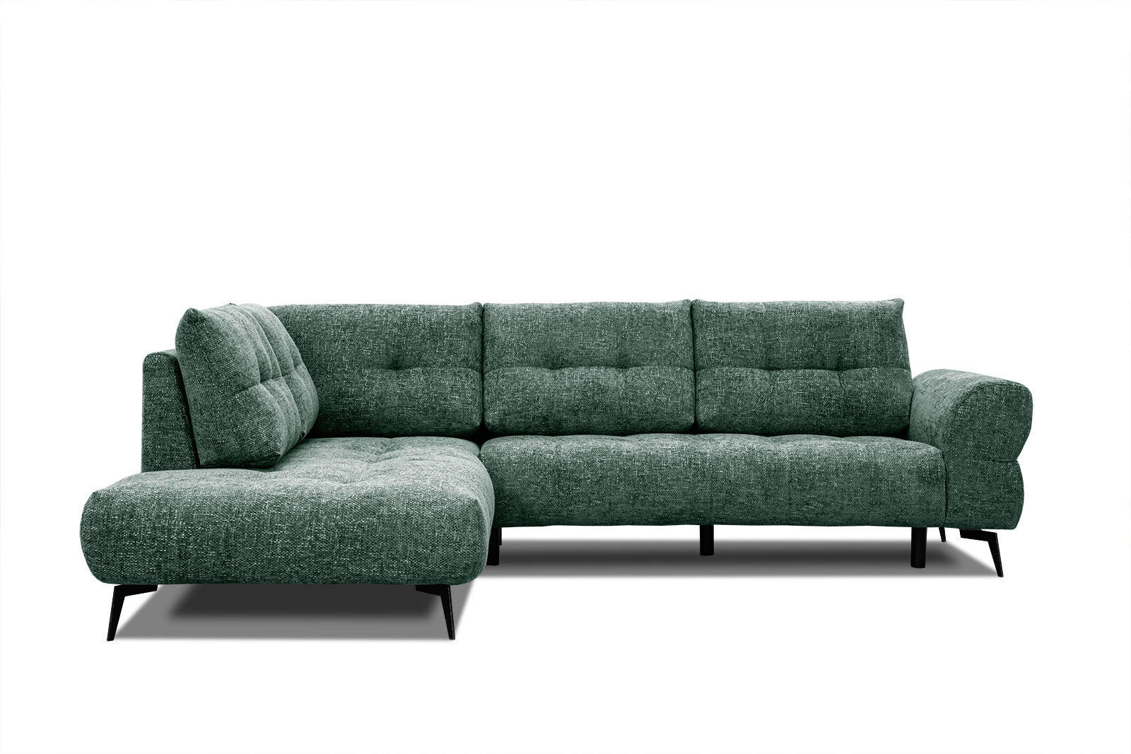 ECKSOFA SALVINI 5-Sitzer, smaragdgrün - Smaragdgrün/Schwarz, Holzwerkstoff/Textil (158/292cm) - Courtois Laville