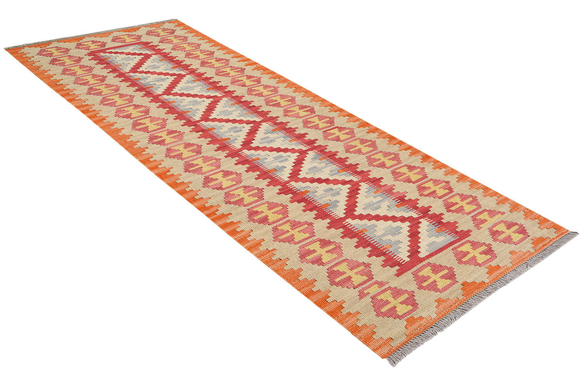 LÄUFER Gashgai Kelim Rot 200/63 cm Schurwolle - Rot, Textil (63/200cm) - Looma