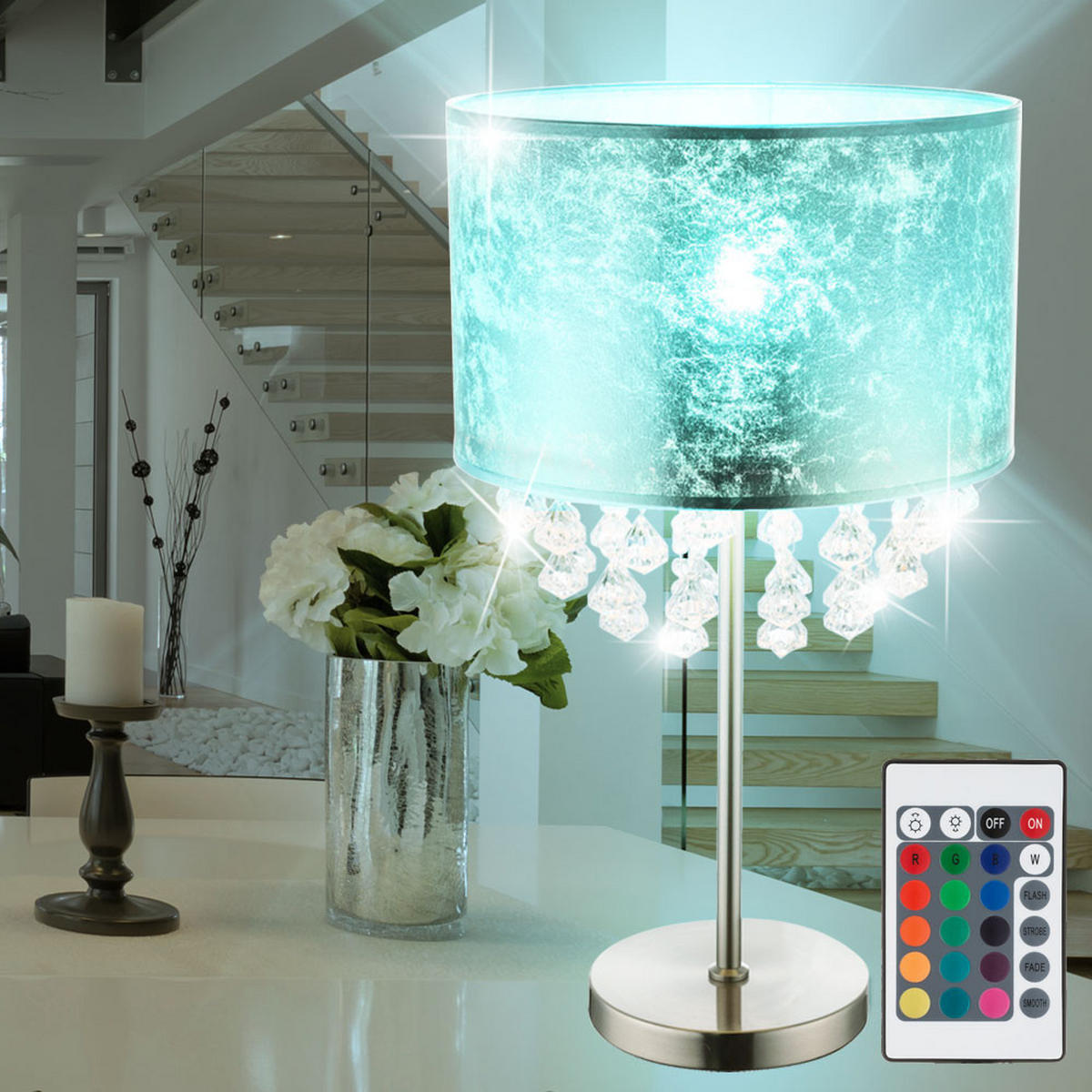 LED TISCHLEUCHTE Kristall Gold Metall - Goldfarben, Metall (32/32/56cm) - Globo Lighting