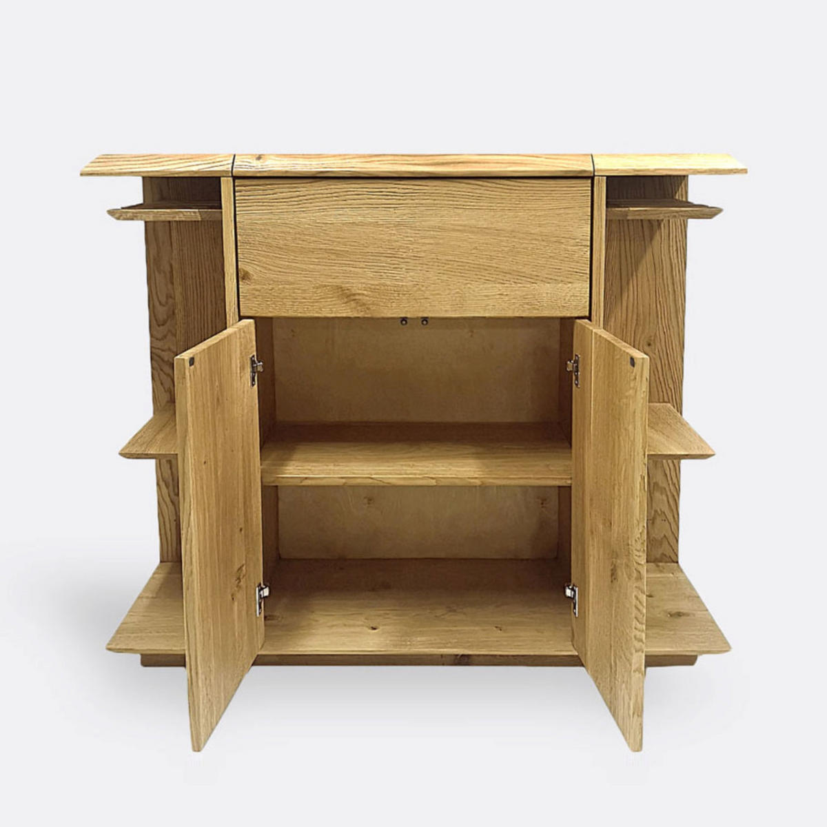 EICHENHOLZ-BAR für Alkoholgetränke und Gläser für das Esszimmer oder Wohnzimmer CARMEN I - Eichefarben, Holz (120/100/50cm) - Rawood Furniture