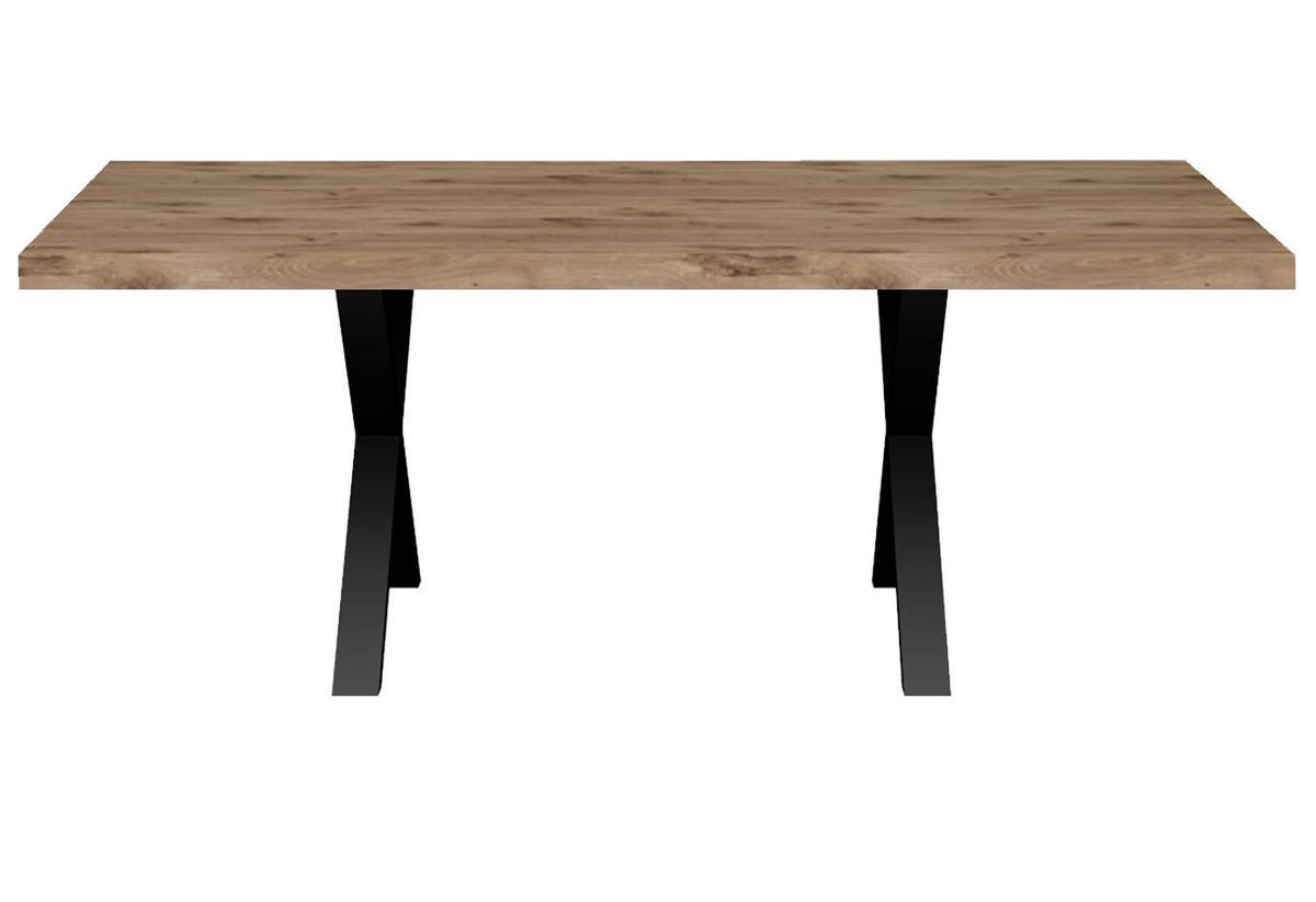 ESSTISCH Elgin 4 175x80x100 Metall+Holzwerkstoff Schwarz/Viking Oak - Eichefarben/Schwarz, Holzwerkstoff (175/100/80cm) - 58aufmkessel