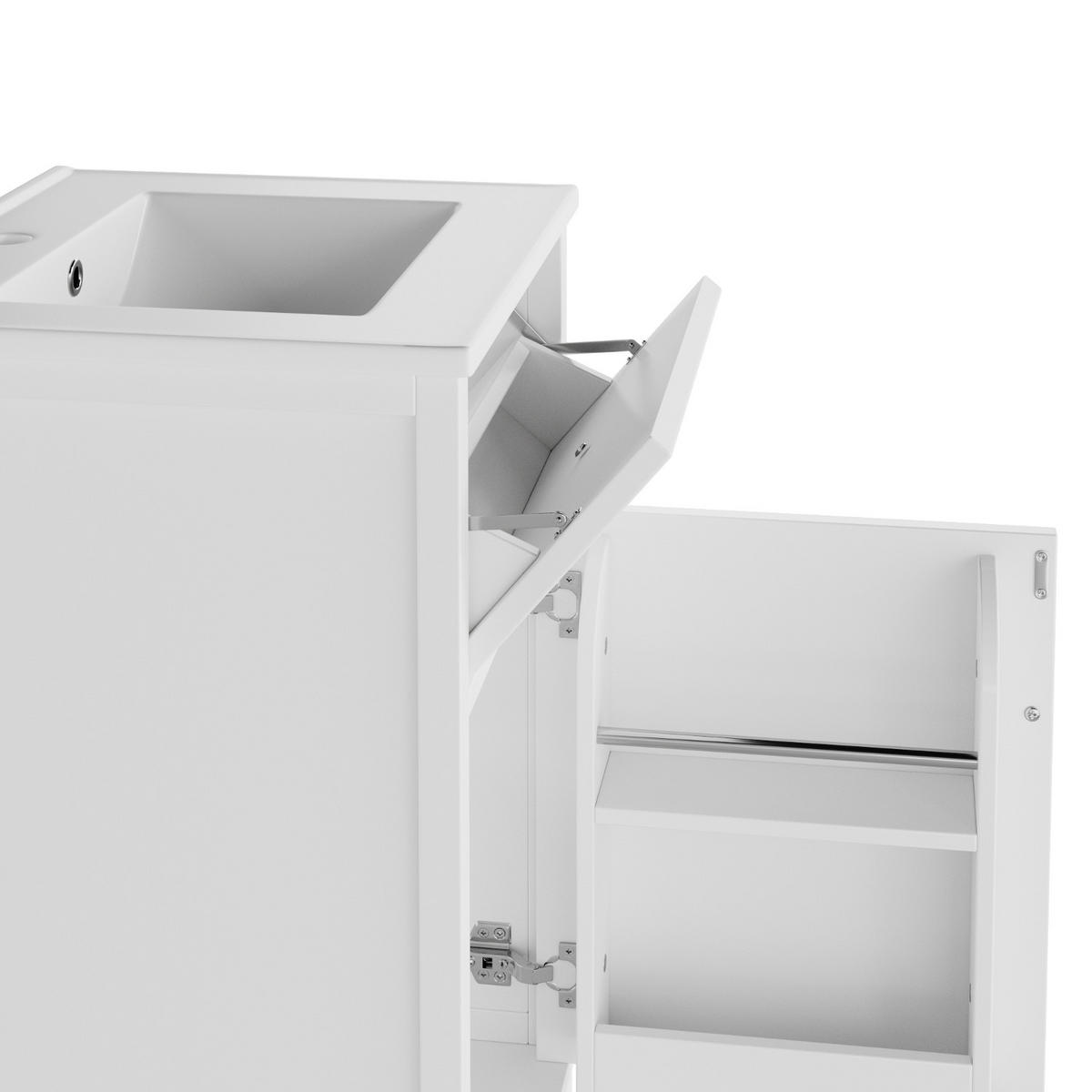 KÜCHENSCHRANK 51/87/46 cm, MDF, Weiß, KOMPLETT LACKIERT, für Badezimmer - Weiß, Holzwerkstoff (46/87/51cm) - Rolipo