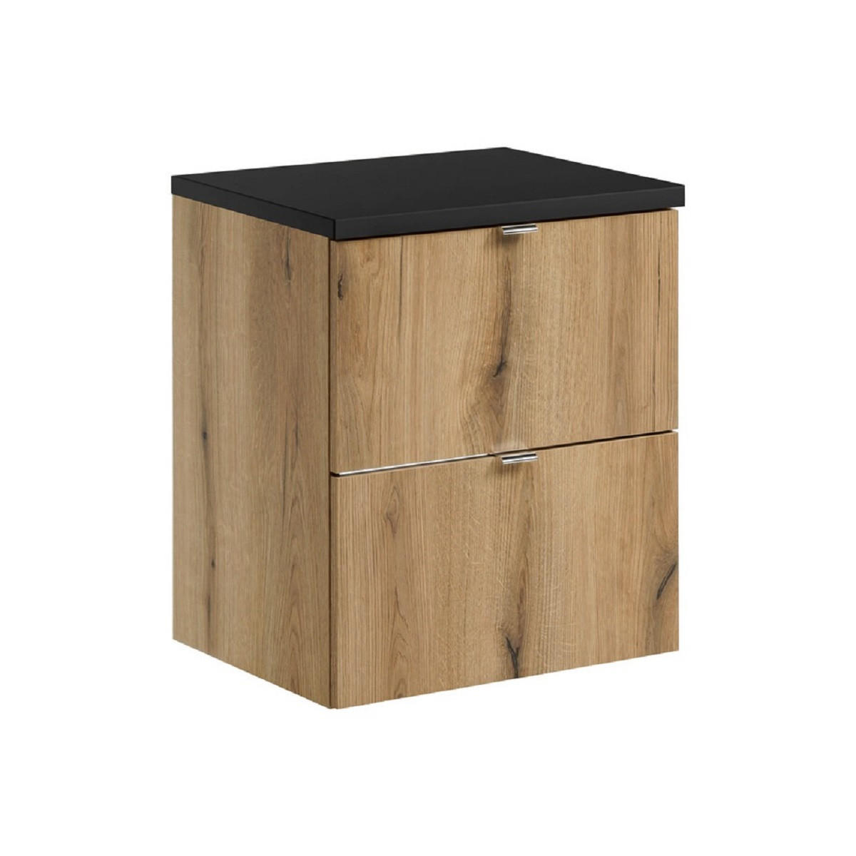 Milaros Markt Waschtischunterschrank Eiche Wotan, Schwarz 50x57x40 cm