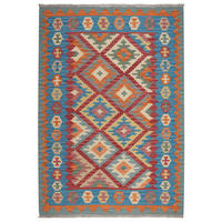 KELIM-TEPPICH handgewebt Gashgai Rot 181/127 cm Schurwolle - Rot, Textil (127/181cm) - Looma
