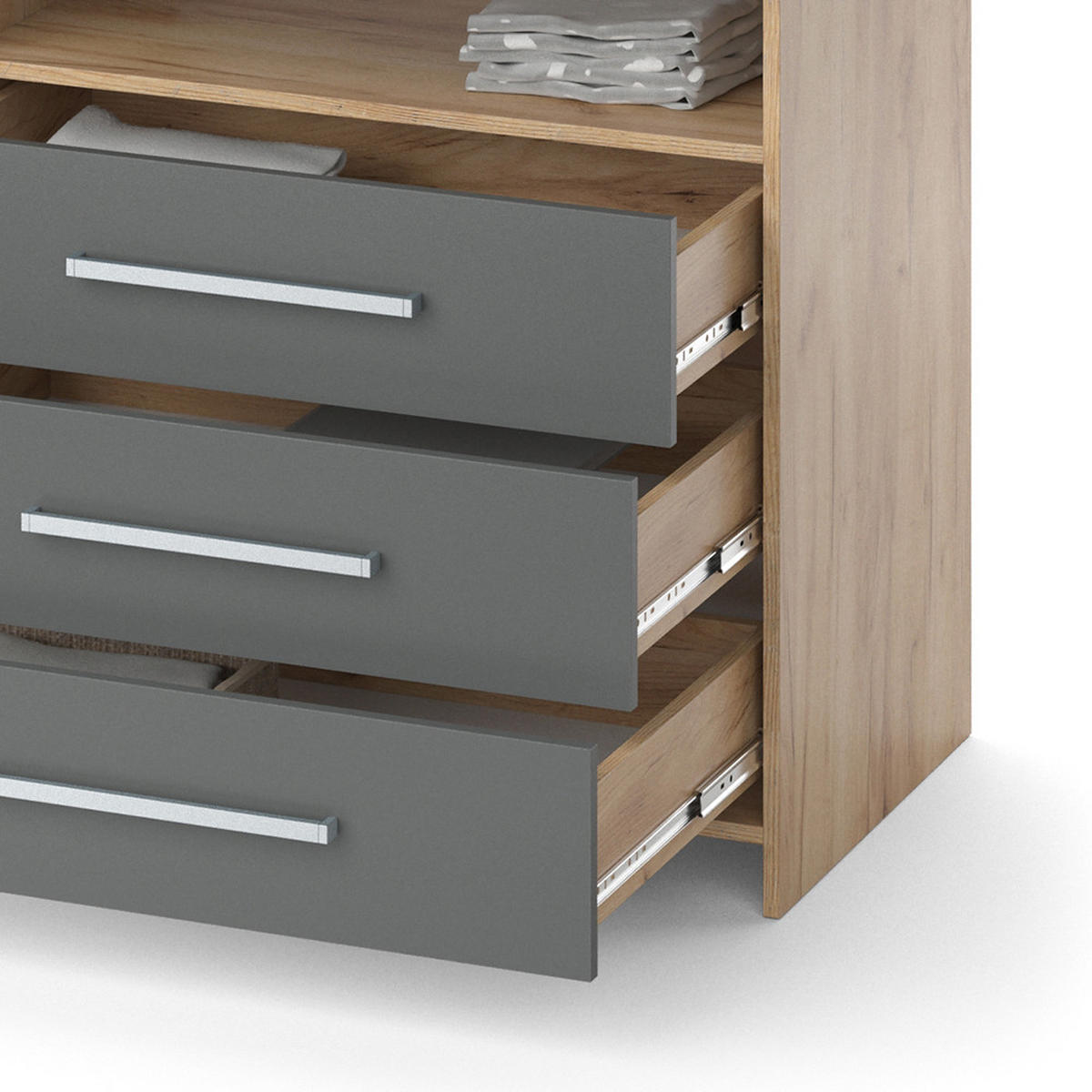 WICKELKOMMODE Oskar Goldkraft Eiche 113 x 100 cm - Anthrazit/Sonoma Eiche, Holzwerkstoff (113/100/53cm) - Vicco