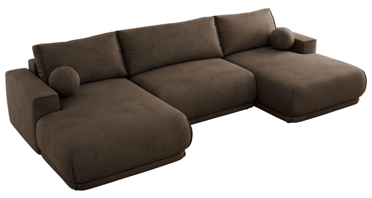 SEDACIA SÚPRAVA RINA U Hnedá Zamat - hnedá/čierna, textil/plast (360/85/170cm) - MKS