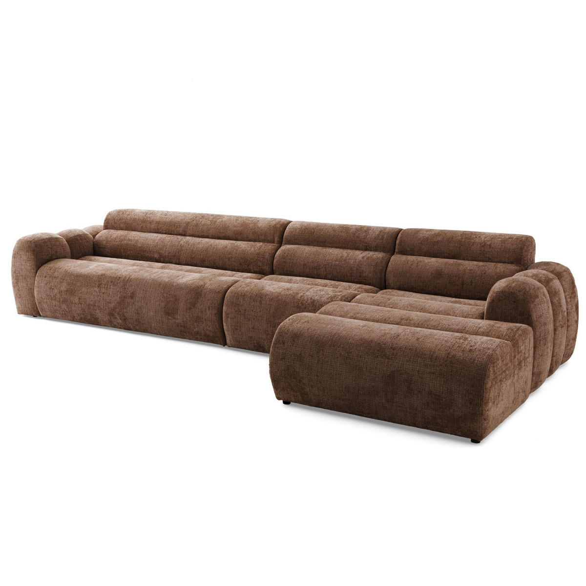 5-SITZER modulares Ecksofa VEER SET 2 Rechts, 175x379 cm, Chenille Webstoff Orange - Schwarz/Orange, Holz/Kunststoff (175/379cm) - Muffo