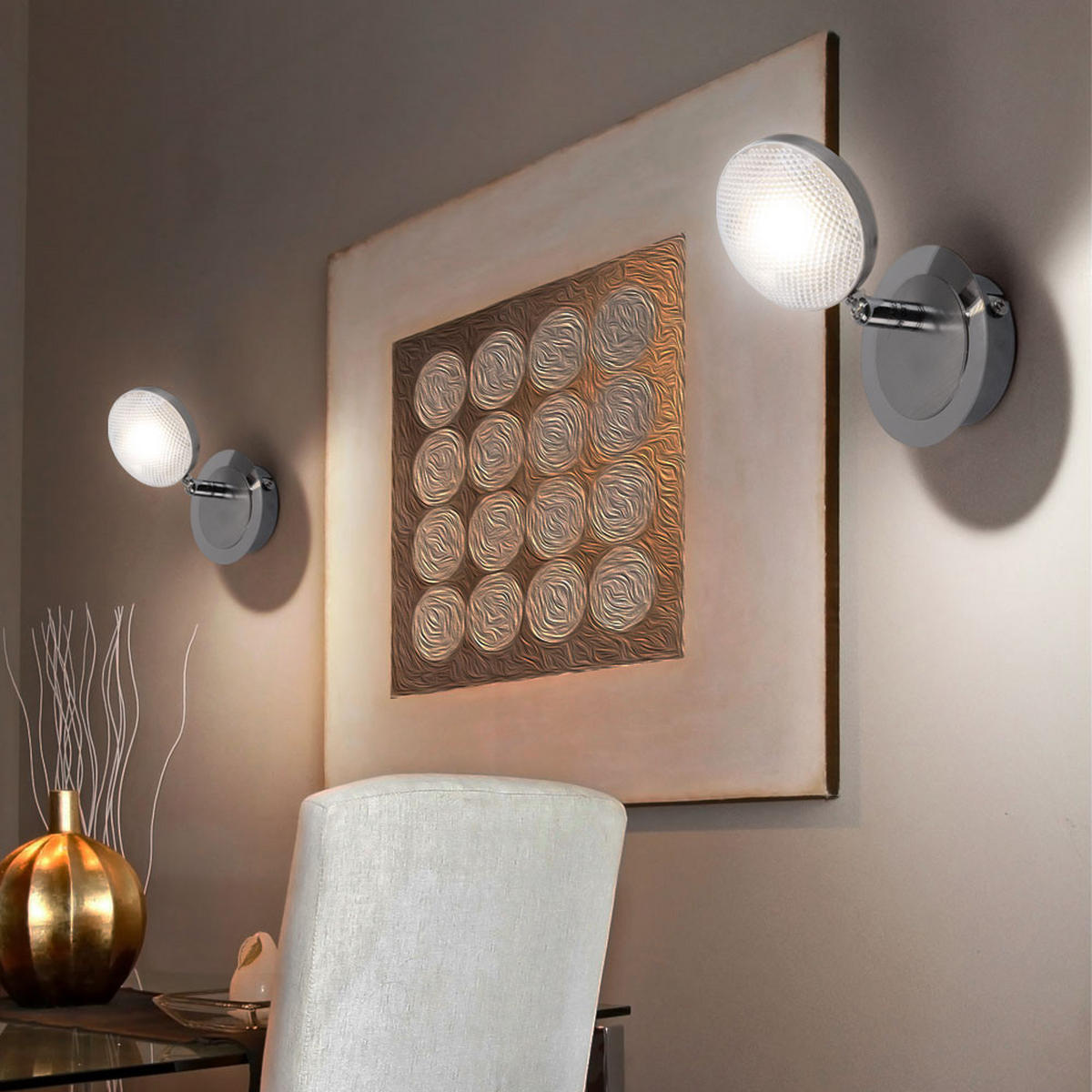 LED WANDLEUCHTE TINA Silber Chrom - Silberfarben, Metall (9/9/14cm) - Globo Lighting