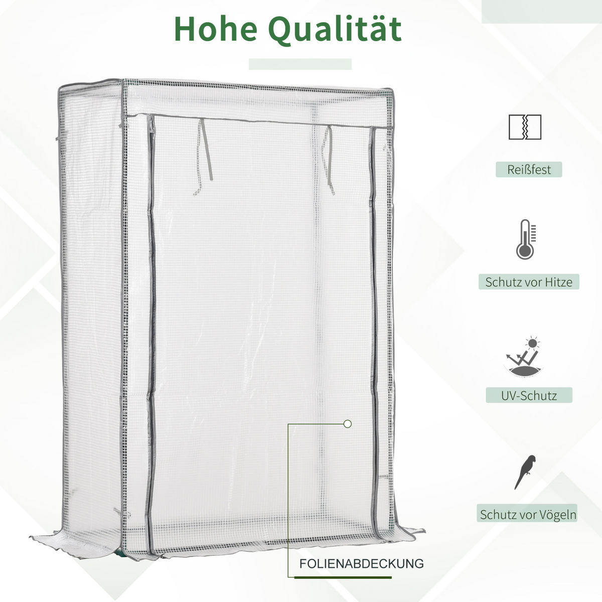 GEWÄCHSHAUS aus Stahl 100x50x150 cm in Weiß mit aufrollbarer Tür - Weiß, Metall (50/150/100cm) - Modfu