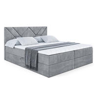 BOXBETT mit Matratze H4 und Lattenrost - BARWA - 160 x 200 - H4 - Grau - Grau, Holzwerkstoff (160/200cm) - ALTDECOR