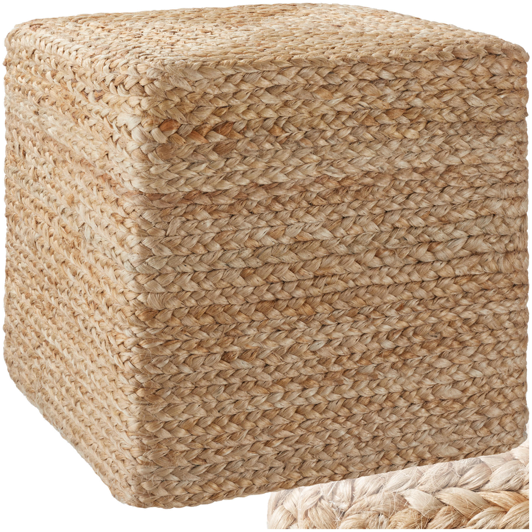 HANDGEFERTIGTER POUF Banno Cube,40 x 40 x 41 cm, Belastbarkeit 150 kg,beige - Beige, Textil (40/41/40cm) - tectake