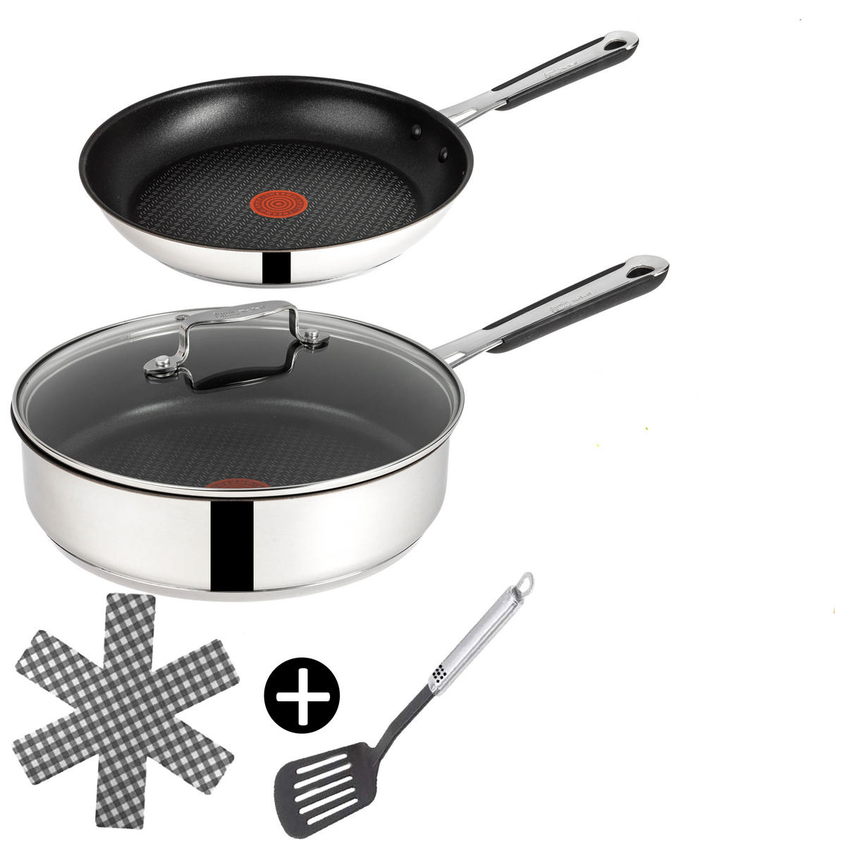 PFANNEN-SET J90930 Jamie Oliver Silber 5-Teilig - Silberfarben, Keramik/Metall - Tefal