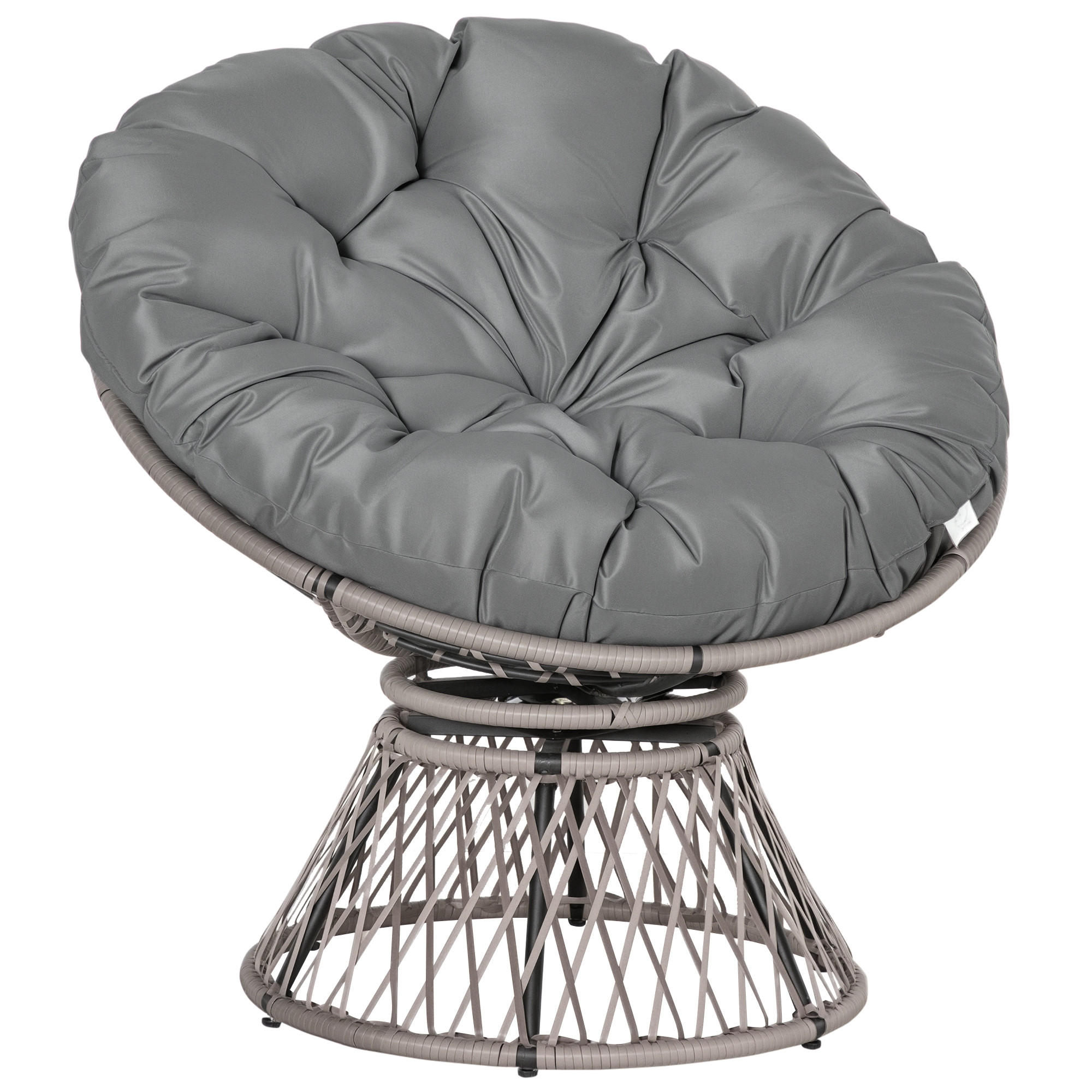 GARTEN-RELAXSESSEL DE-13563 360° drehbar, geflochtene Resine Grau - Grau, Metall (97/86/87cm) - ComfortXL