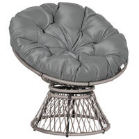 GARTEN-RELAXSESSEL DE-13563 360° drehbar, geflochtene Resine Grau - Grau, Metall (97/86/87cm) - ComfortXL