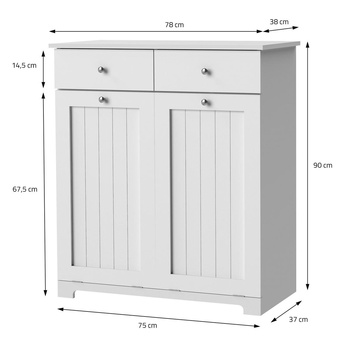 WÄSCHESCHRANK - Weiß, Holzwerkstoff (37/90/75cm) - ML-DESIGN