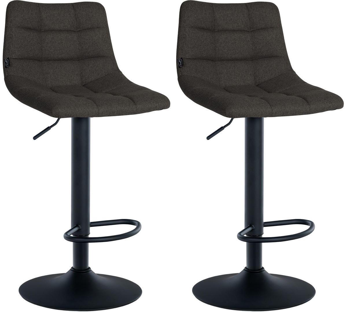 BARHOCKER 2er Set Stoff dunkelgrau - Dunkelgrau/Schwarz, Textil/Metall (43/87/46.5cm) - CLP