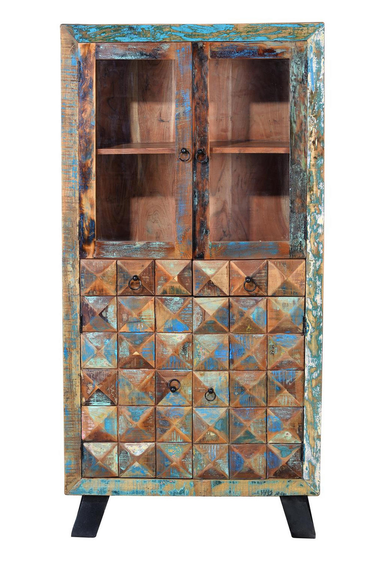 VITRINE recyceltem Holz - Chromfarben, Holz (40/180/90cm) - Giner y Colomer