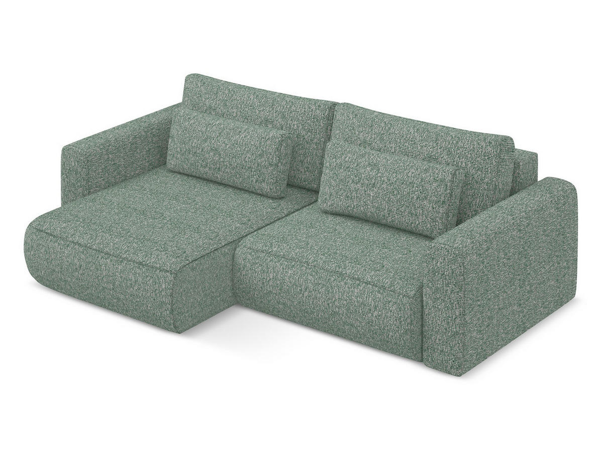 ECKSOFA mit Schlaffunktion Strukturstoff Stoff Grün - Schwarz/Hellgrün, Kunststoff/Textil (149/240cm) - Makamii