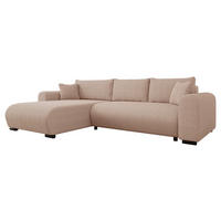 ECKSOFA Merkos Cord - Hellrosa/Schwarz, Holz/Textil (285/188cm) - MIRJAN24