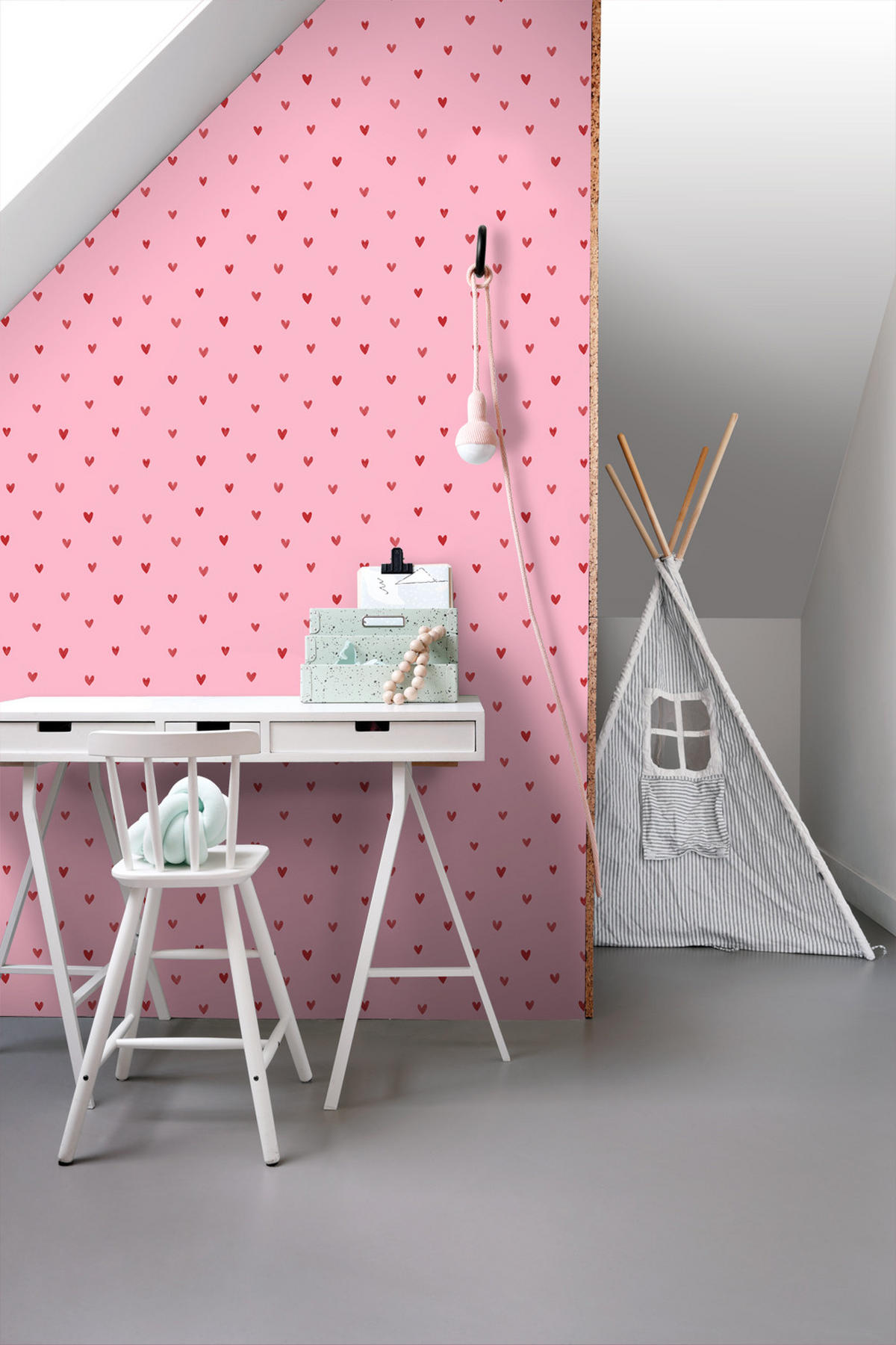 TAPETE Herzchen 50 x 900 cm - Pink, Papier (50/0.1cm) - ESTAhome