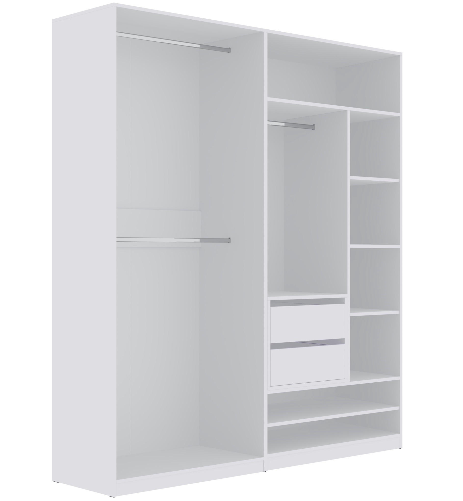 OFFENER-KLEIDERSCHRANK TRES C/B Weiß 190/206/51 cm - Weiß, Holzwerkstoff (190/206/51cm) - Marmex Möbel