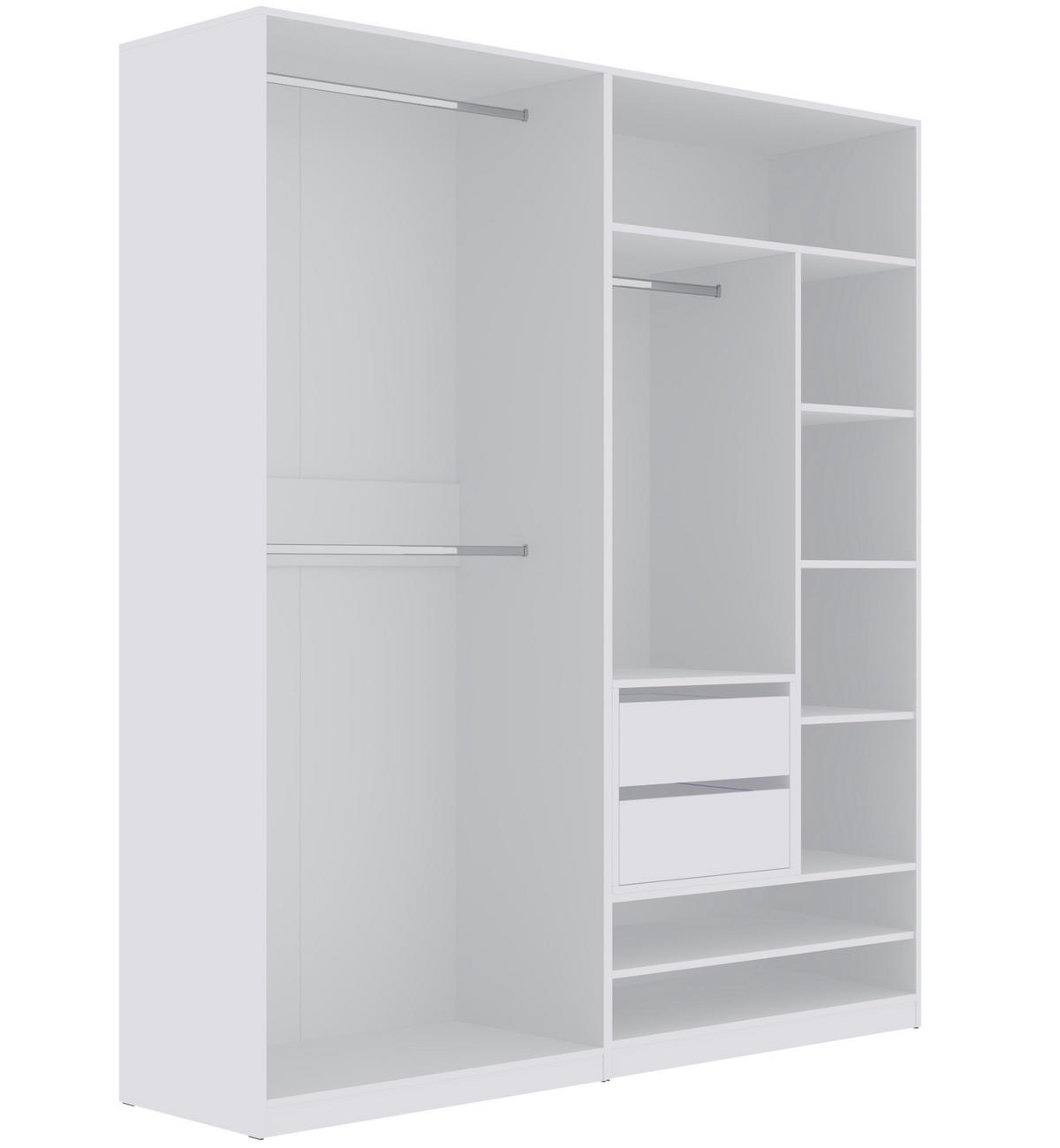 OFFENER-KLEIDERSCHRANK TRES C/B Weiß 190/206/51 cm - Weiß, Holzwerkstoff (190/206/51cm) - Marmex Möbel