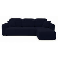 ROHOVÁ SEDAČKA Olido tmavomodrý zamat - čierna/tmavomodrá, textil/plast (245/150cm) - Selsey