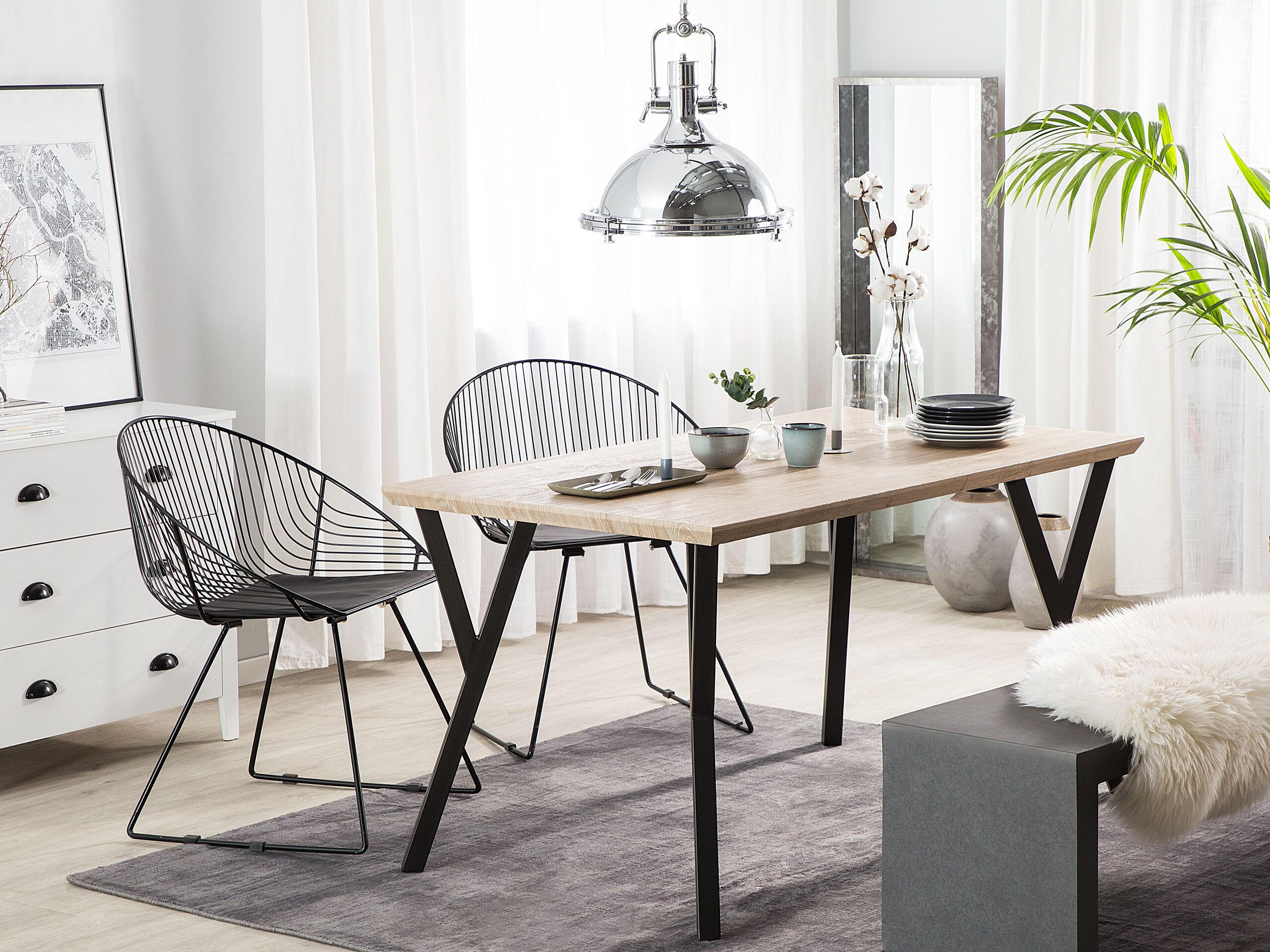 ESSTISCH 140/80/75 cm Hellbraun, Schwarz Rechteckig Bravo - Hellbraun, Holzwerkstoff (140/80/75cm) - Beliani