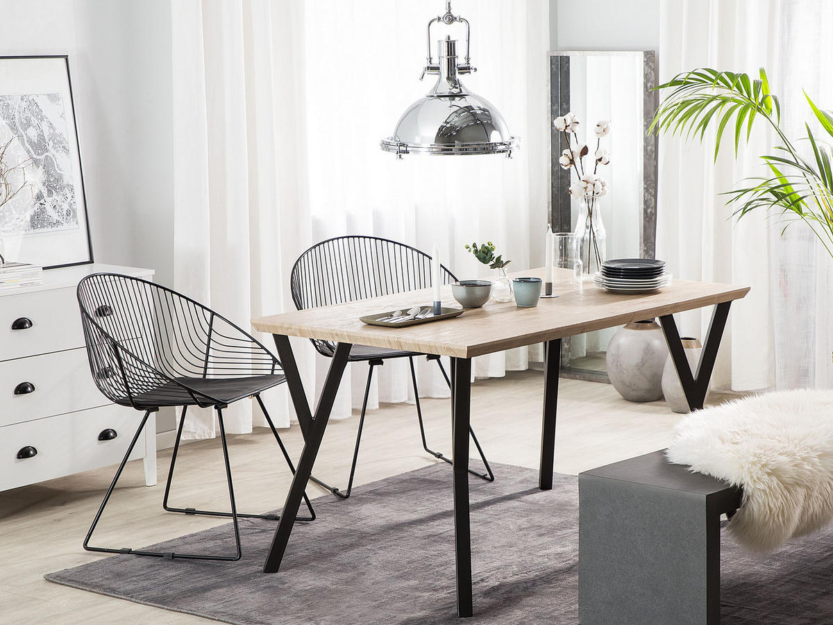 ESSTISCH 140/80/75 cm Hellbraun, Schwarz Rechteckig Bravo - Hellbraun, Holzwerkstoff (140/80/75cm) - Beliani