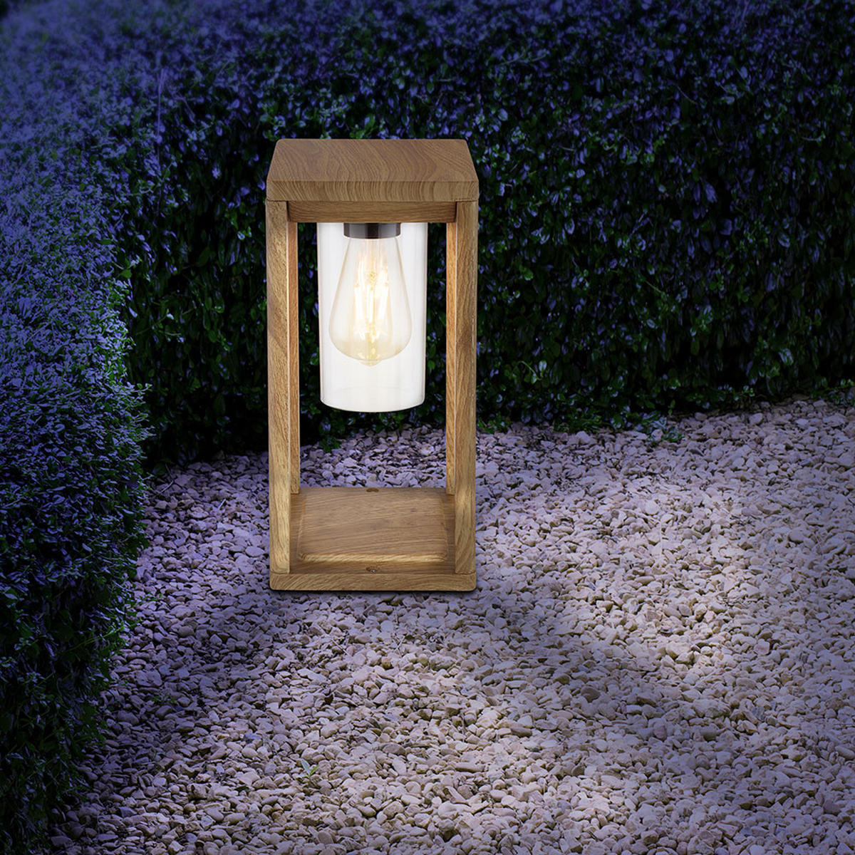 WEGELEUCHTE CANDELA Braun Holzoptik - Braun, Glas (15/15/35cm) - Globo Lighting