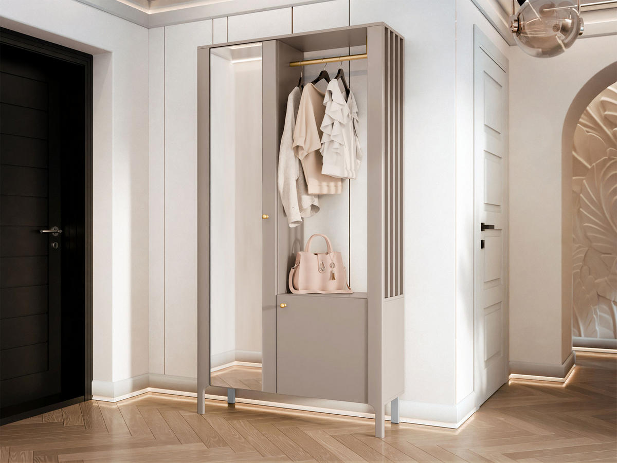 GARDEROBE-SET Malumi - Kaschmir/Goldfarben, Holzwerkstoff/Metall (105/197/33cm) - MIRJAN24