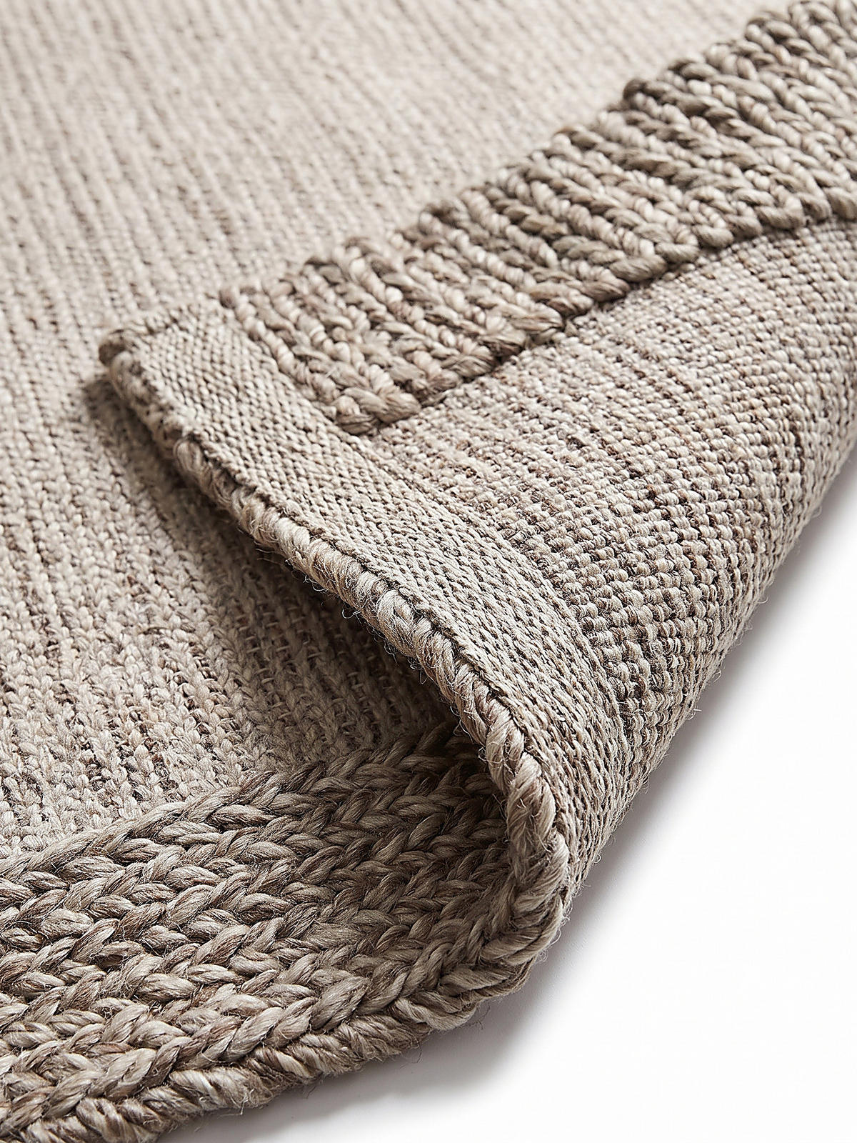TEPPICH Flachgewebe, handgewebt, CALDER, in Beige-Braun, Zopfbordüre, 120 x 170 cm - Beige, Textil (120/170cm) - KADIMA DESIGN