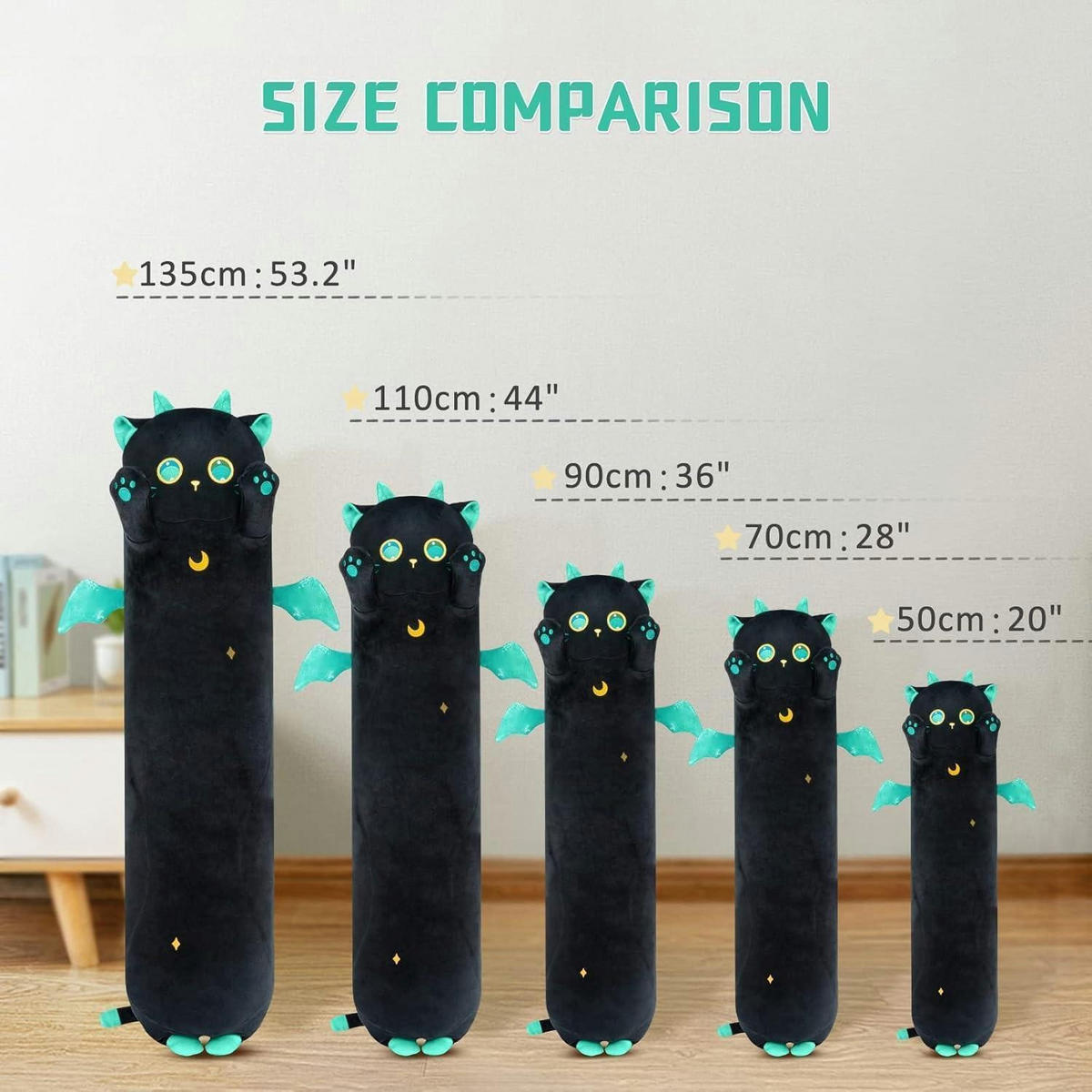 PLÜSCHKISSEN Katze, schwarz, 90 cm - Schwarz, Textil (22/35cm)