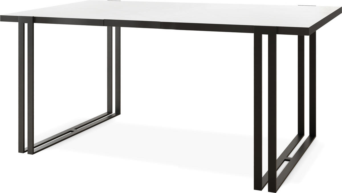 ESSTISCH Marina rechteckig ausziehbar, Weiß 160-260/90/76 cm - Schwarz/Weiß, Holzwerkstoff/Metall (160/90/76cm) - WFL GROUP