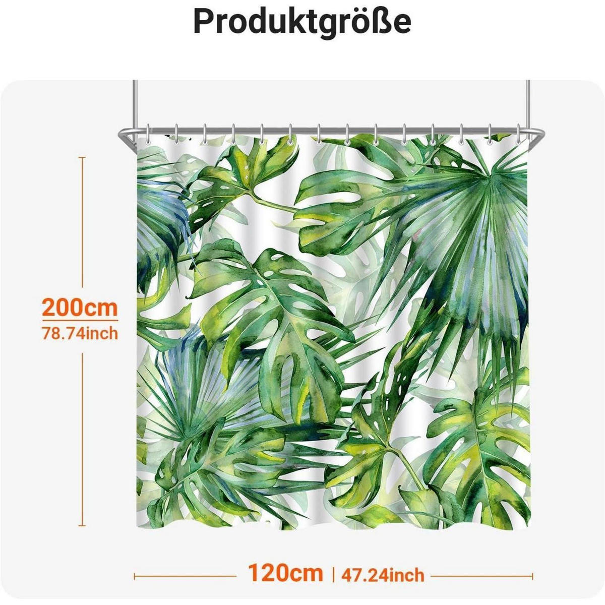 DUSCHVORHANG Grün Blätter 120 x 200 cm - Grün, Textil (120/200cm)