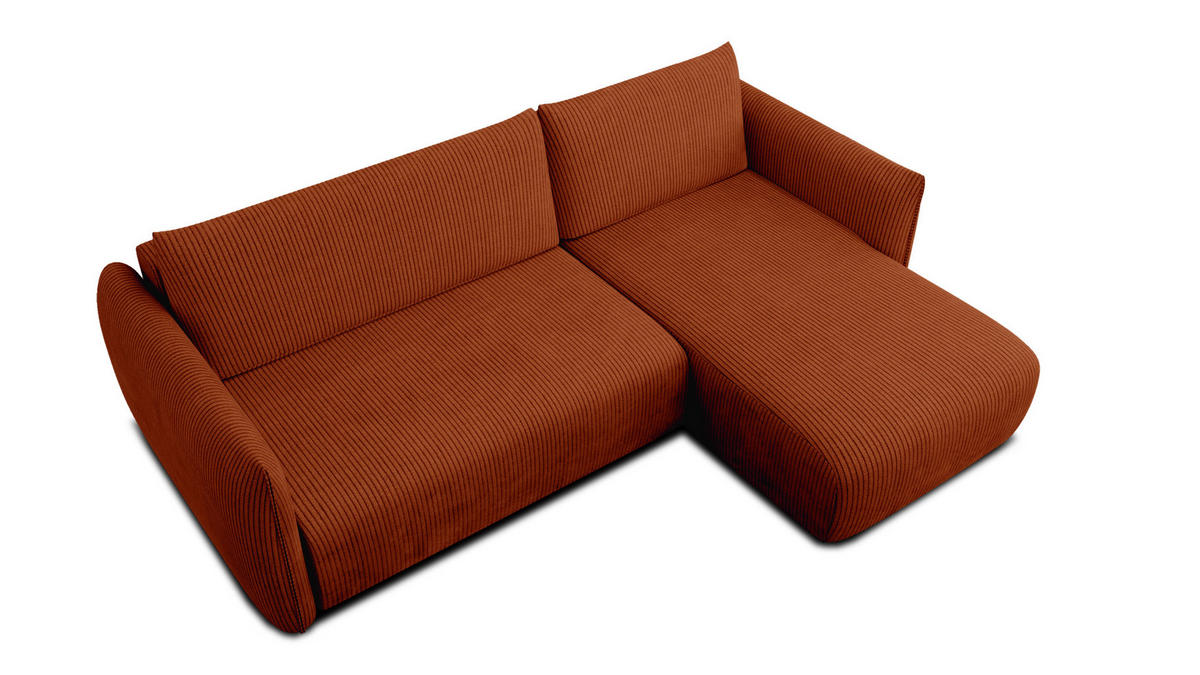 ECKSOFA TAUER 3-Sitzer links, orange - Schwarz/Orange, Holz/Textil (248/173cm) - Wozimo